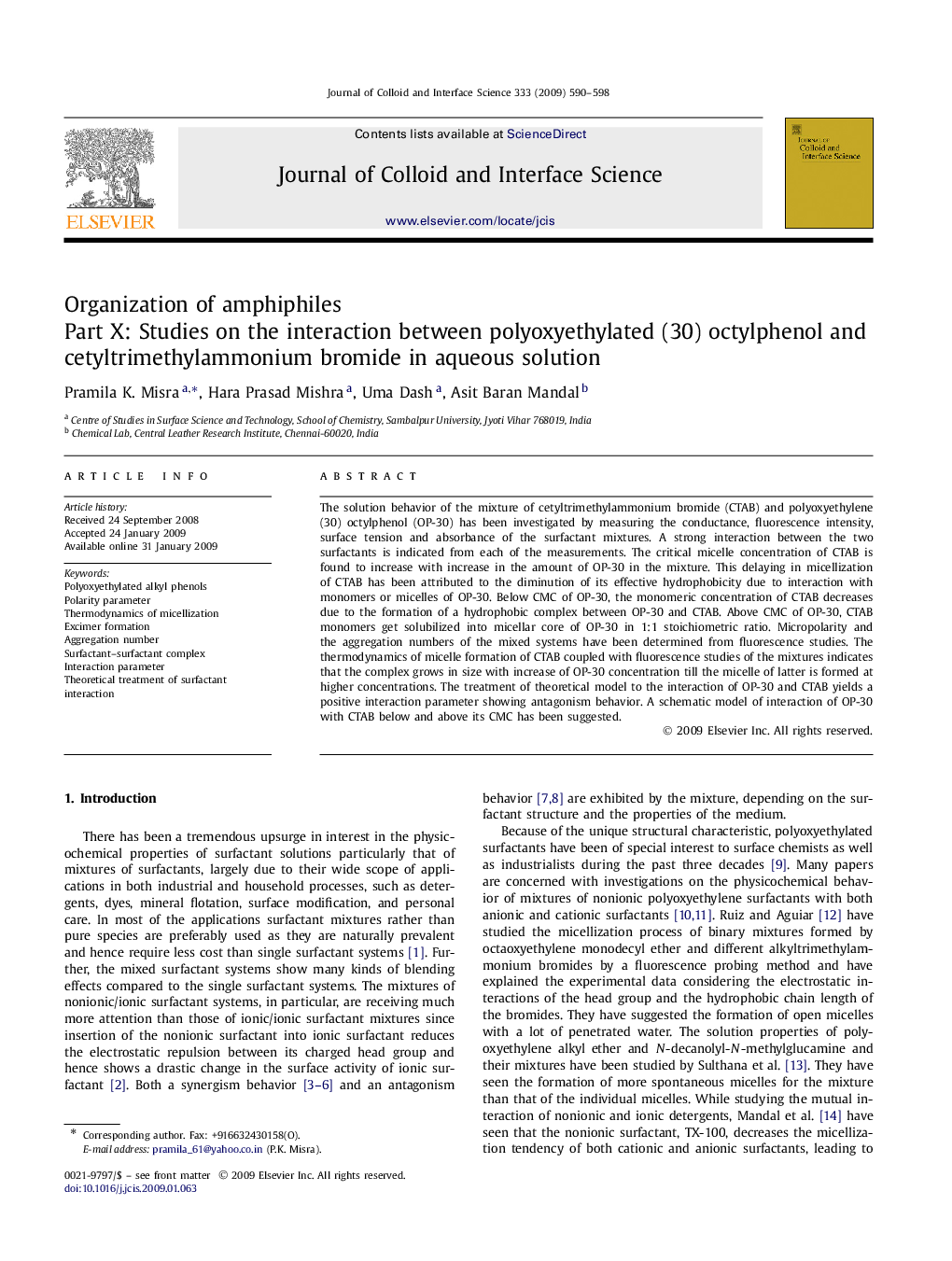 Organization of amphiphiles