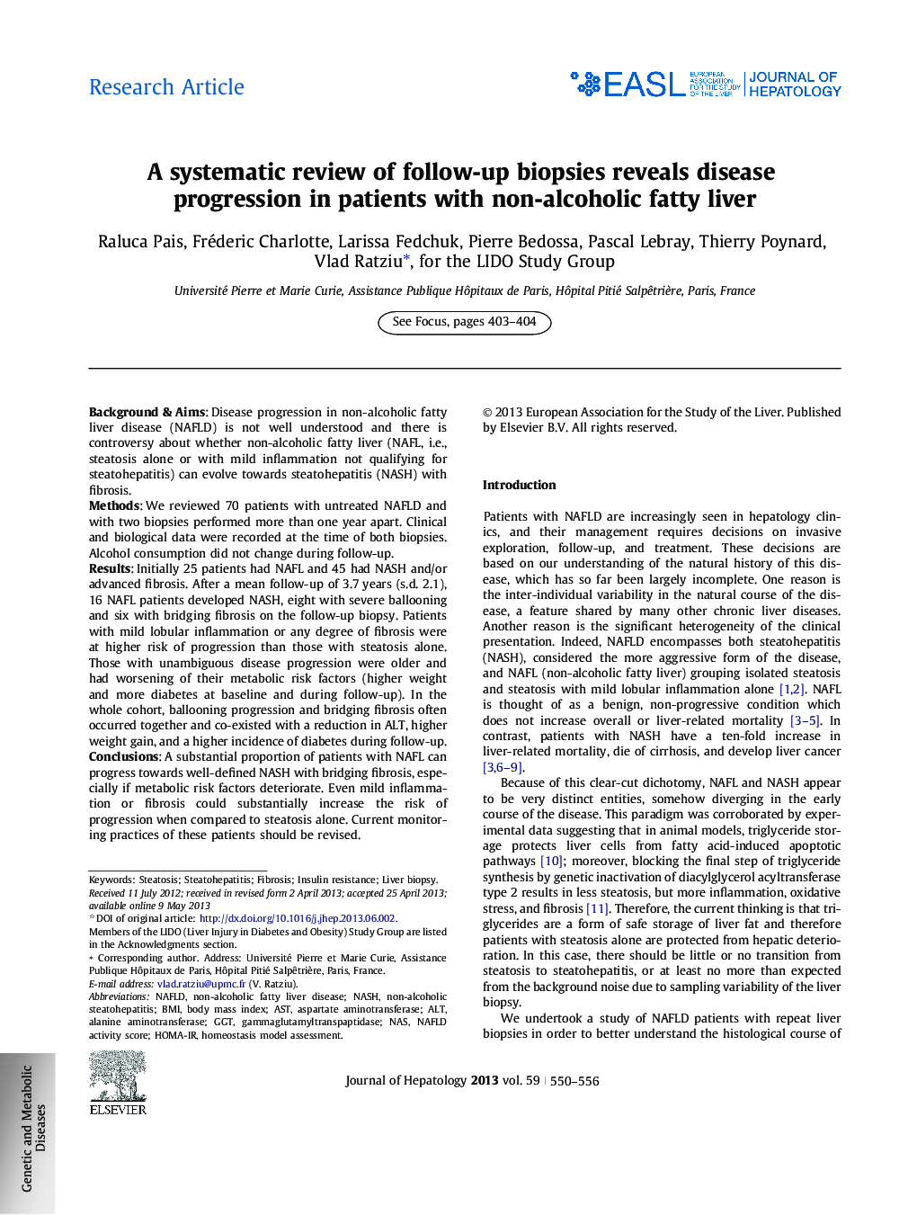 Research ArticleA systematic review of follow-up biopsies reveals disease progression in patients with non-alcoholic fatty liver