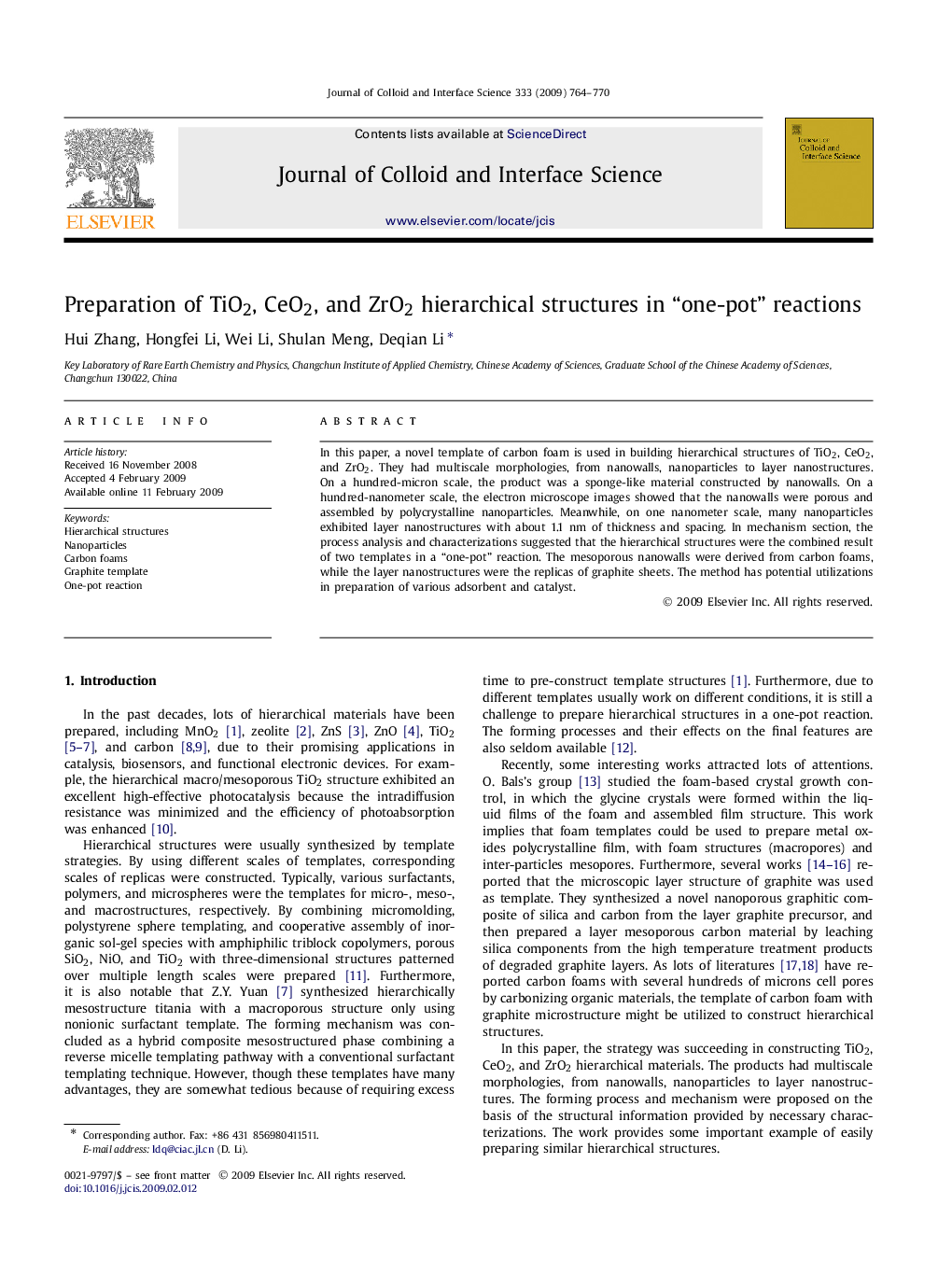 Preparation of TiO2, CeO2, and ZrO2 hierarchical structures in “one-pot” reactions