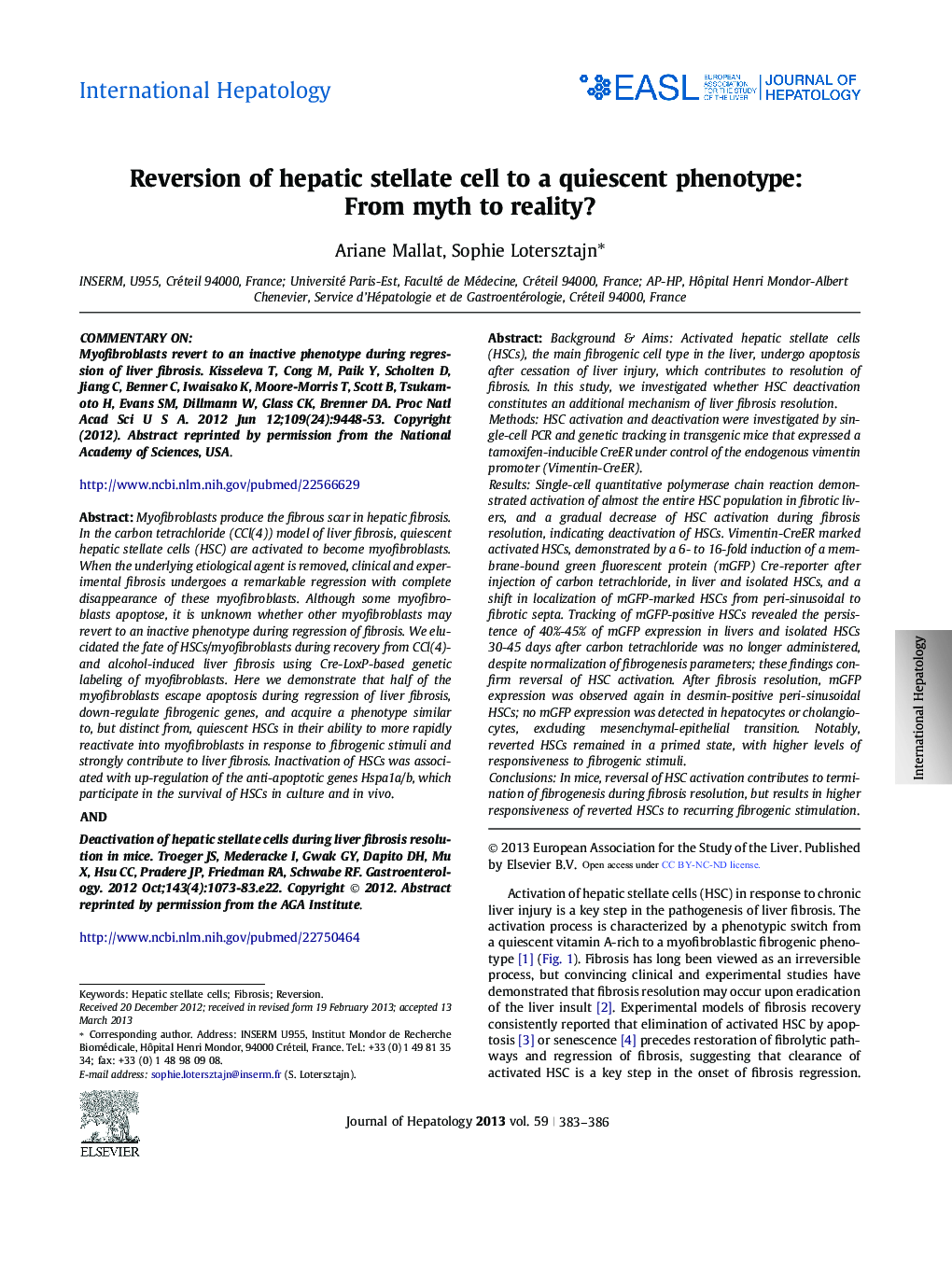 Reversion of hepatic stellate cell to a quiescent phenotype: From myth to reality?