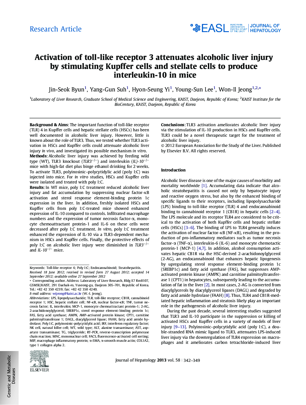 مقاله پژوهشی فعال سازی گیرنده عوارض جانبی 3 باعث آسیب زدن به کبد الکلی با تحریک سلول های کوپفر و ستاره های ستون برای تولید اینترلوکین -10 در موش 