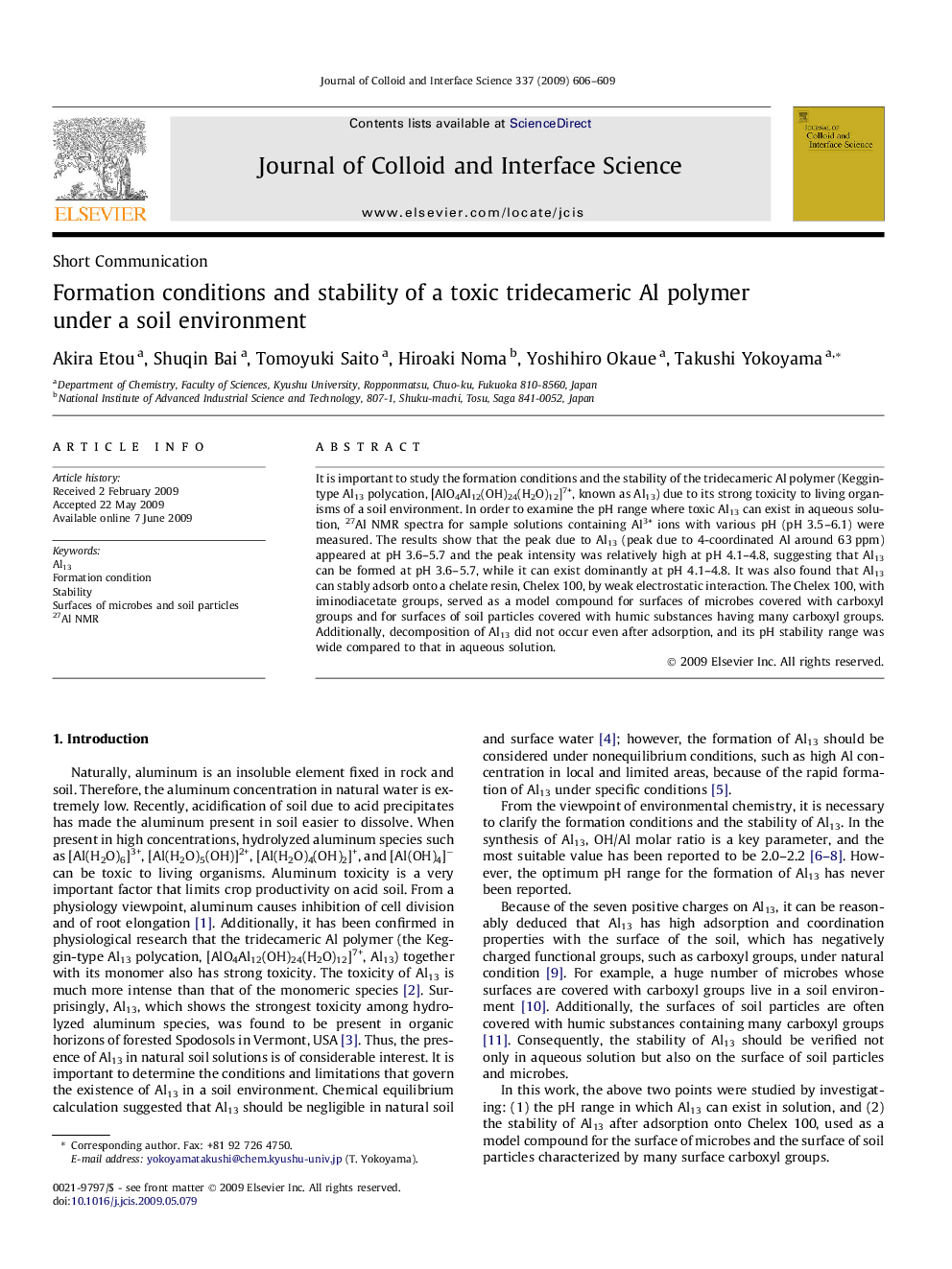 Formation conditions and stability of a toxic tridecameric Al polymer under a soil environment