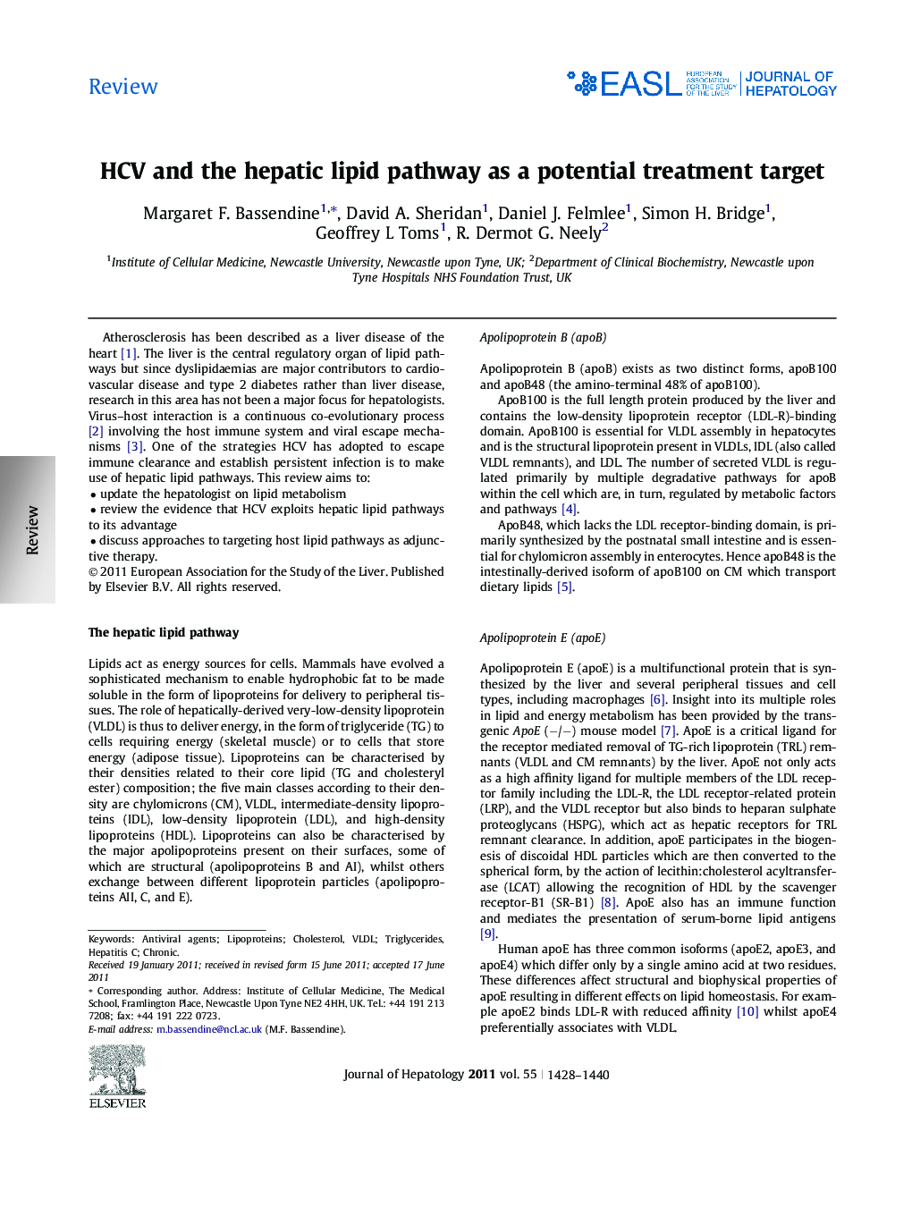 ReviewHCV and the hepatic lipid pathway as a potential treatment target