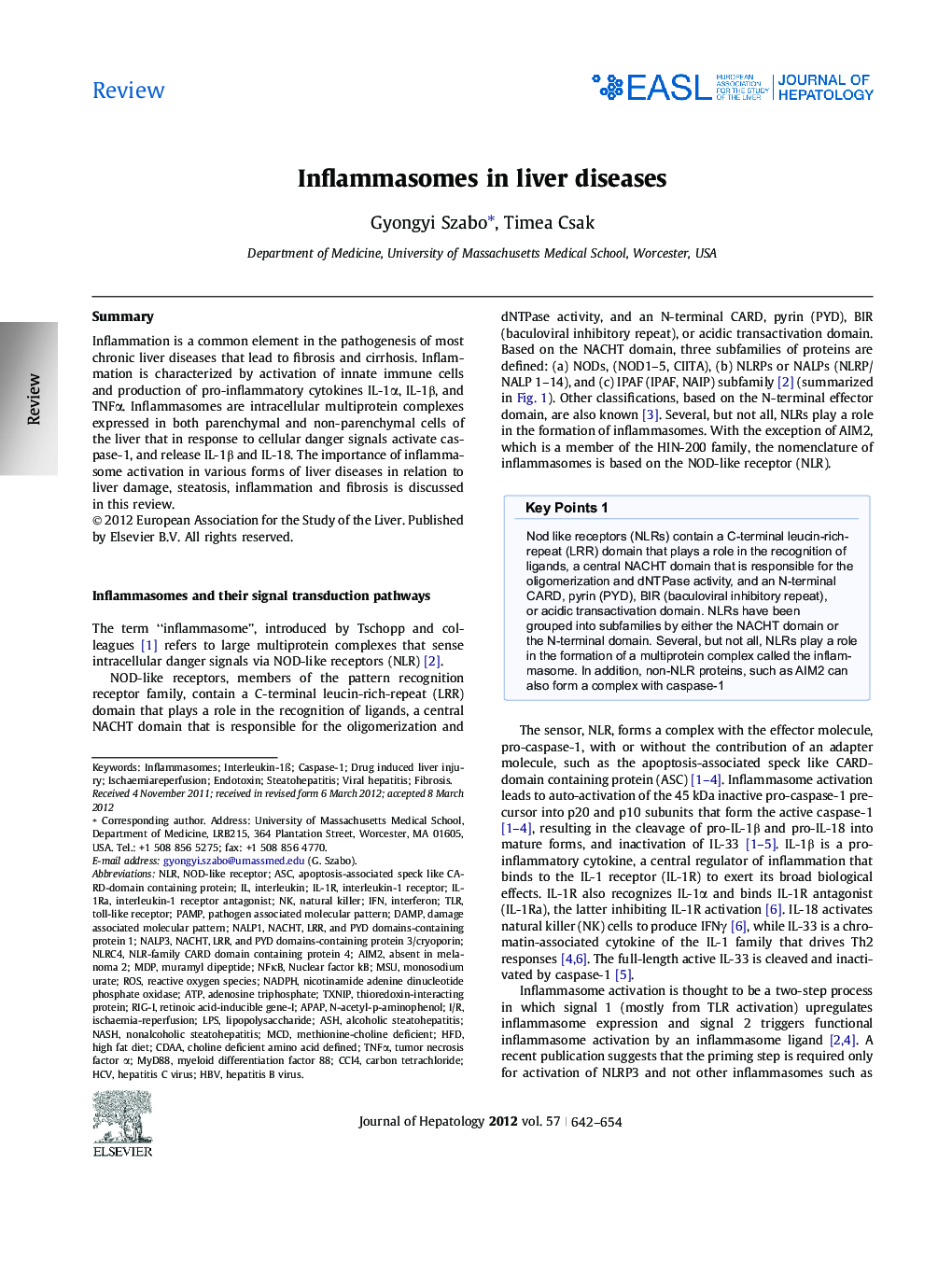 ReviewInflammasomes in liver diseases