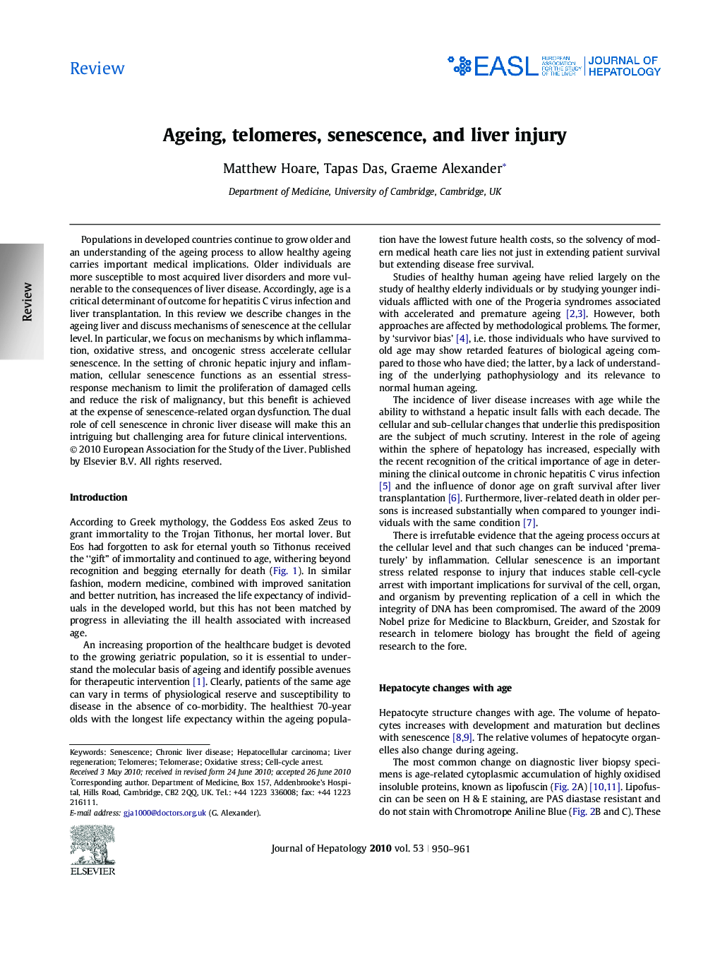 ReviewAgeing, telomeres, senescence, and liver injury