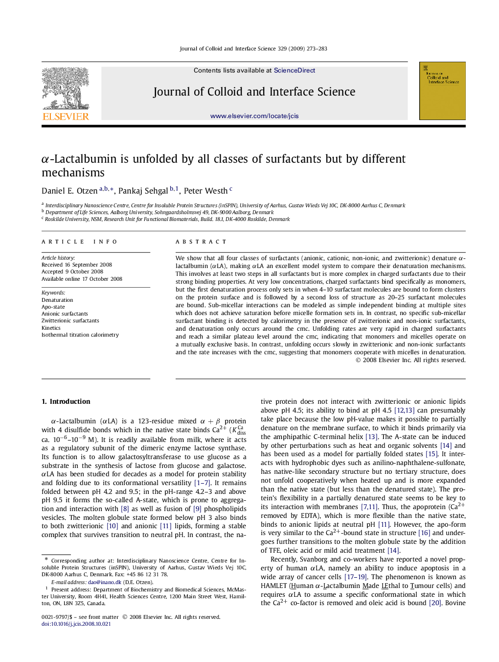 α-Lactalbumin is unfolded by all classes of surfactants but by different mechanisms