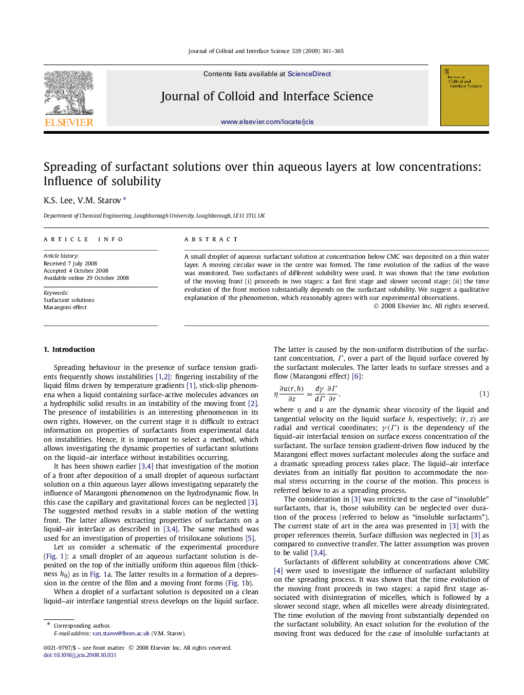 Spreading of surfactant solutions over thin aqueous layers at low concentrations: Influence of solubility