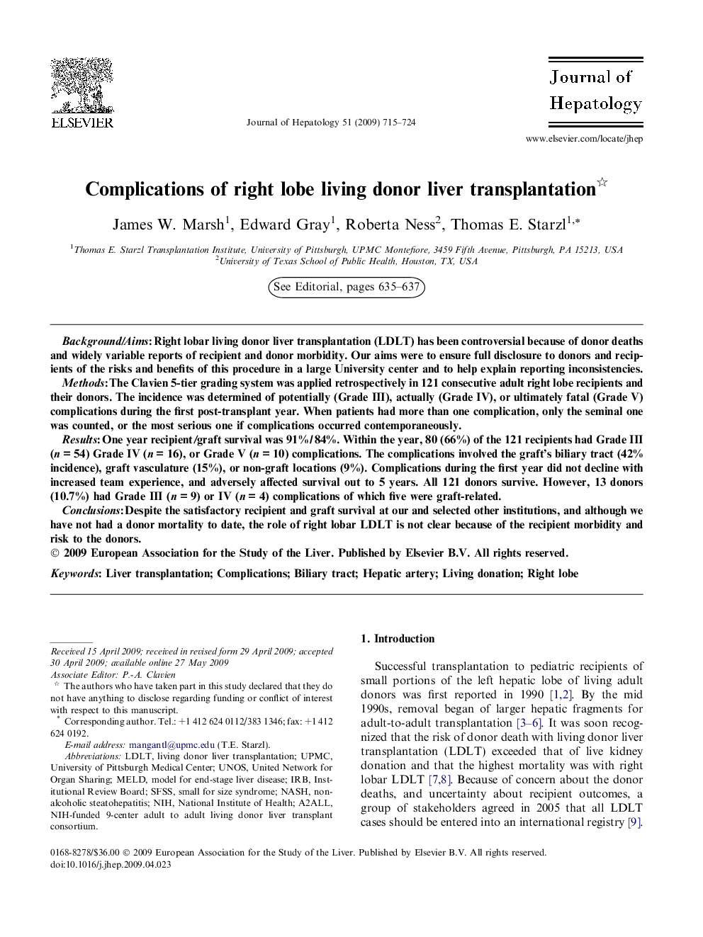 Complications of right lobe living donor liver transplantation