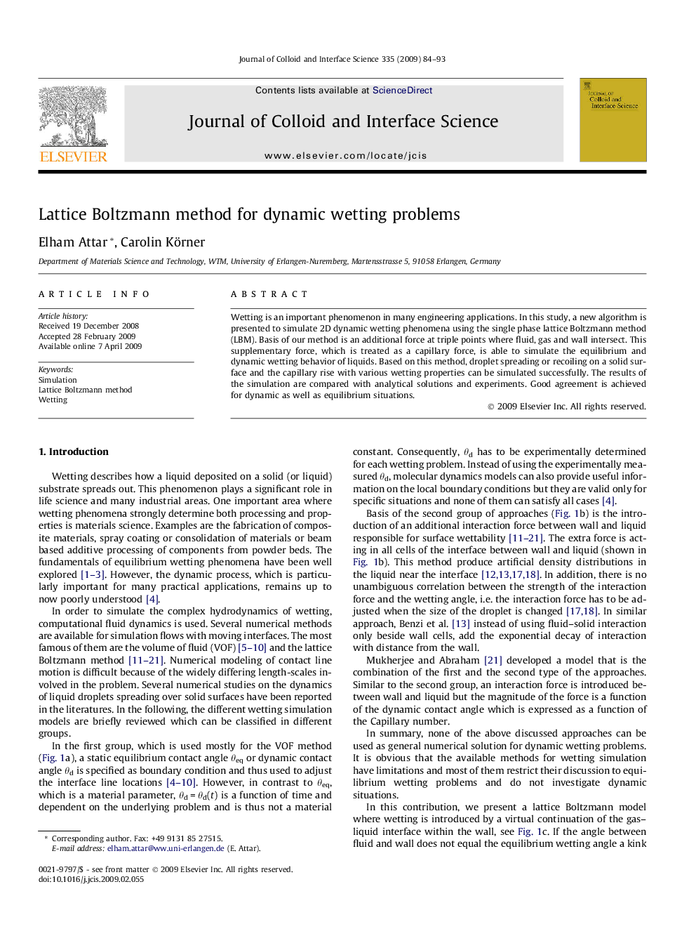 Lattice Boltzmann method for dynamic wetting problems