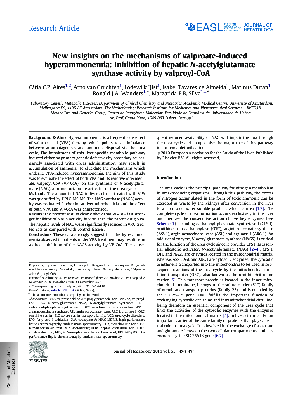 Research ArticleNew insights on the mechanisms of valproate-induced hyperammonemia: Inhibition of hepatic N-acetylglutamate synthase activity by valproyl-CoA