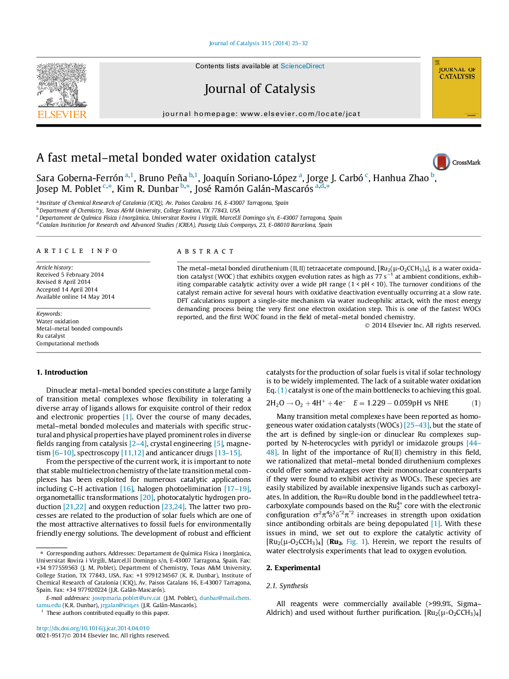 A fast metal–metal bonded water oxidation catalyst