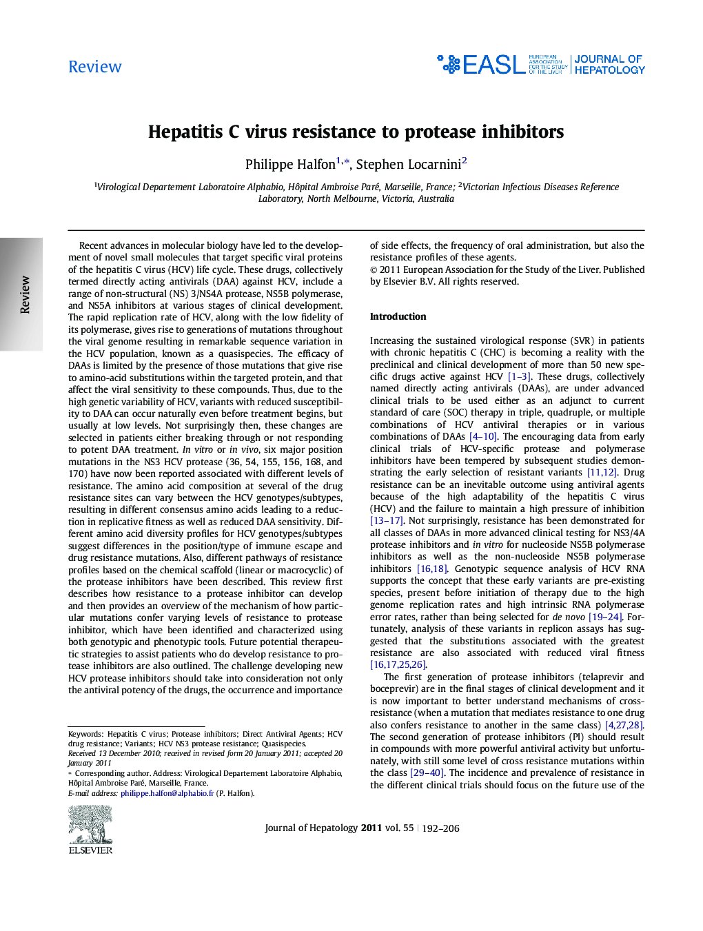 ReviewHepatitis C virus resistance to protease inhibitors