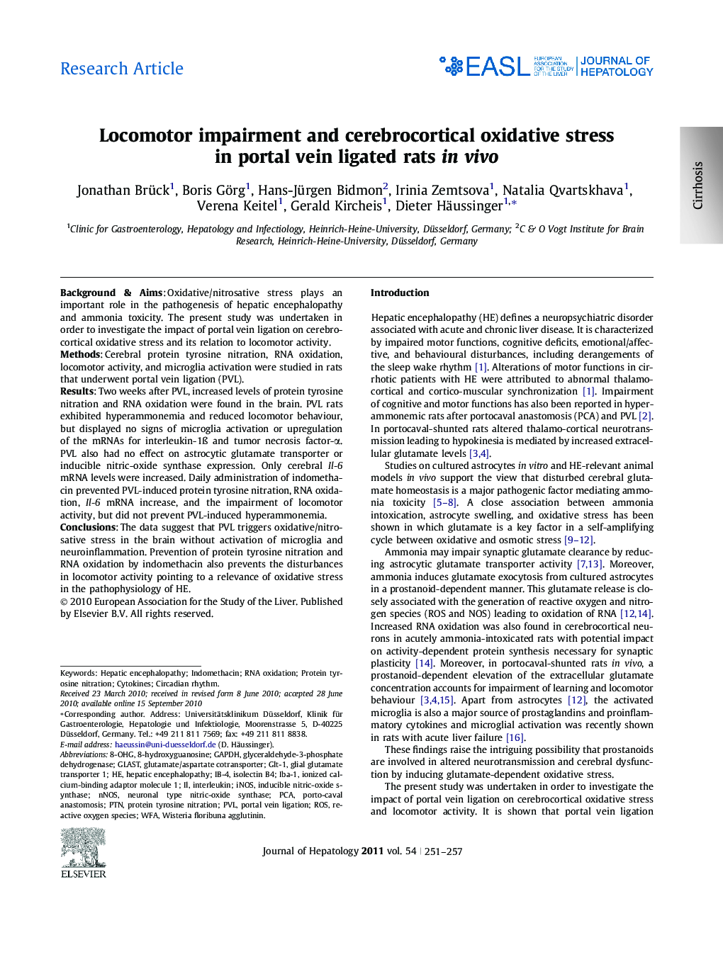 Research ArticleLocomotor impairment and cerebrocortical oxidative stress in portal vein ligated rats in vivo