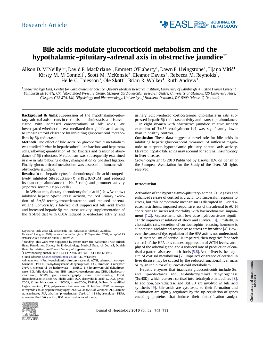 Research ArticleBile acids modulate glucocorticoid metabolism and the hypothalamic-pituitary-adrenal axis in obstructive jaundice