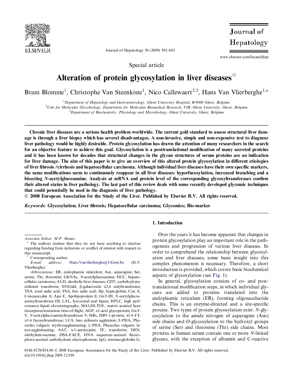 Special articleAlteration of protein glycosylation in liver diseases