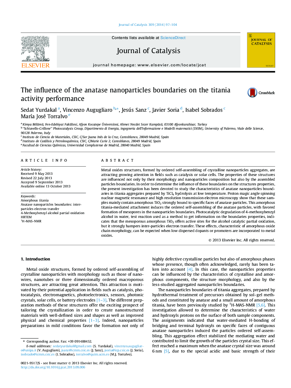 The influence of the anatase nanoparticles boundaries on the titania activity performance