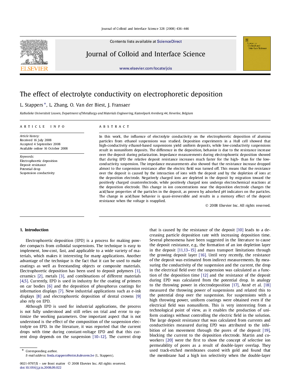 The effect of electrolyte conductivity on electrophoretic deposition