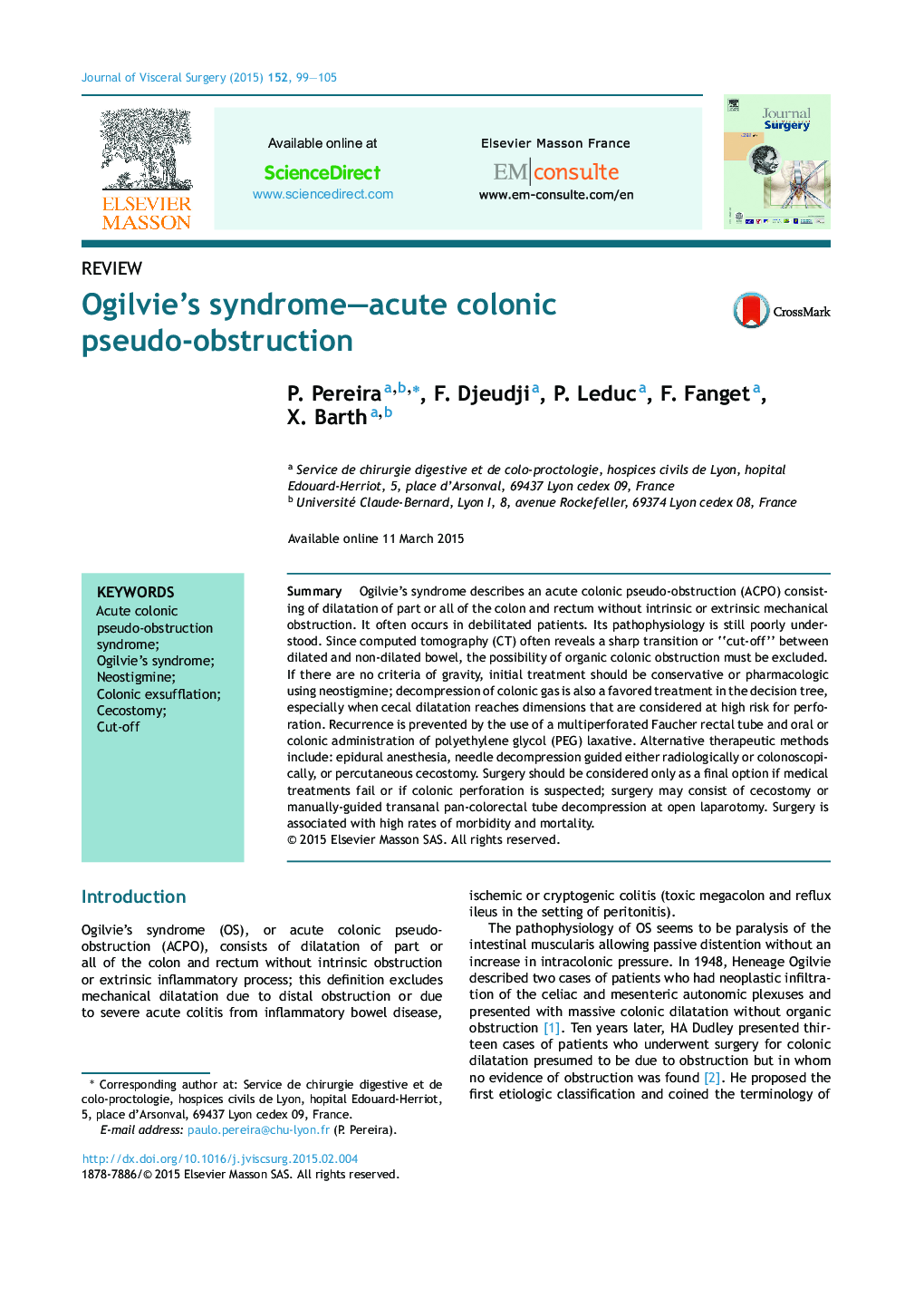 ReviewOgilvie's syndrome-acute colonic pseudo-obstruction