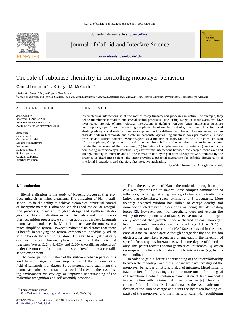 The role of subphase chemistry in controlling monolayer behaviour