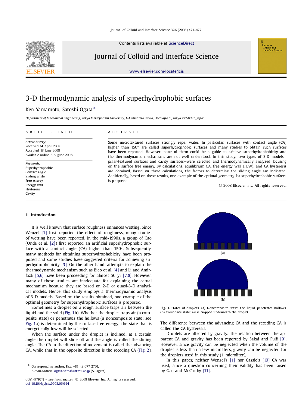 3-D thermodynamic analysis of superhydrophobic surfaces