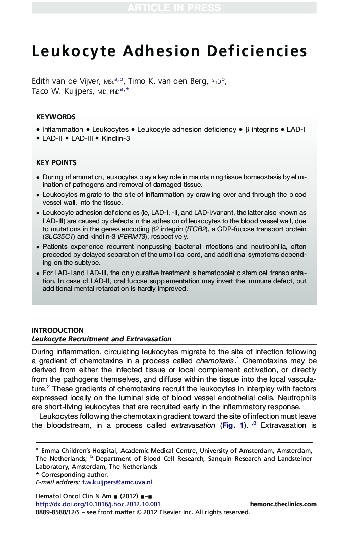 Leukocyte Adhesion Deficiencies