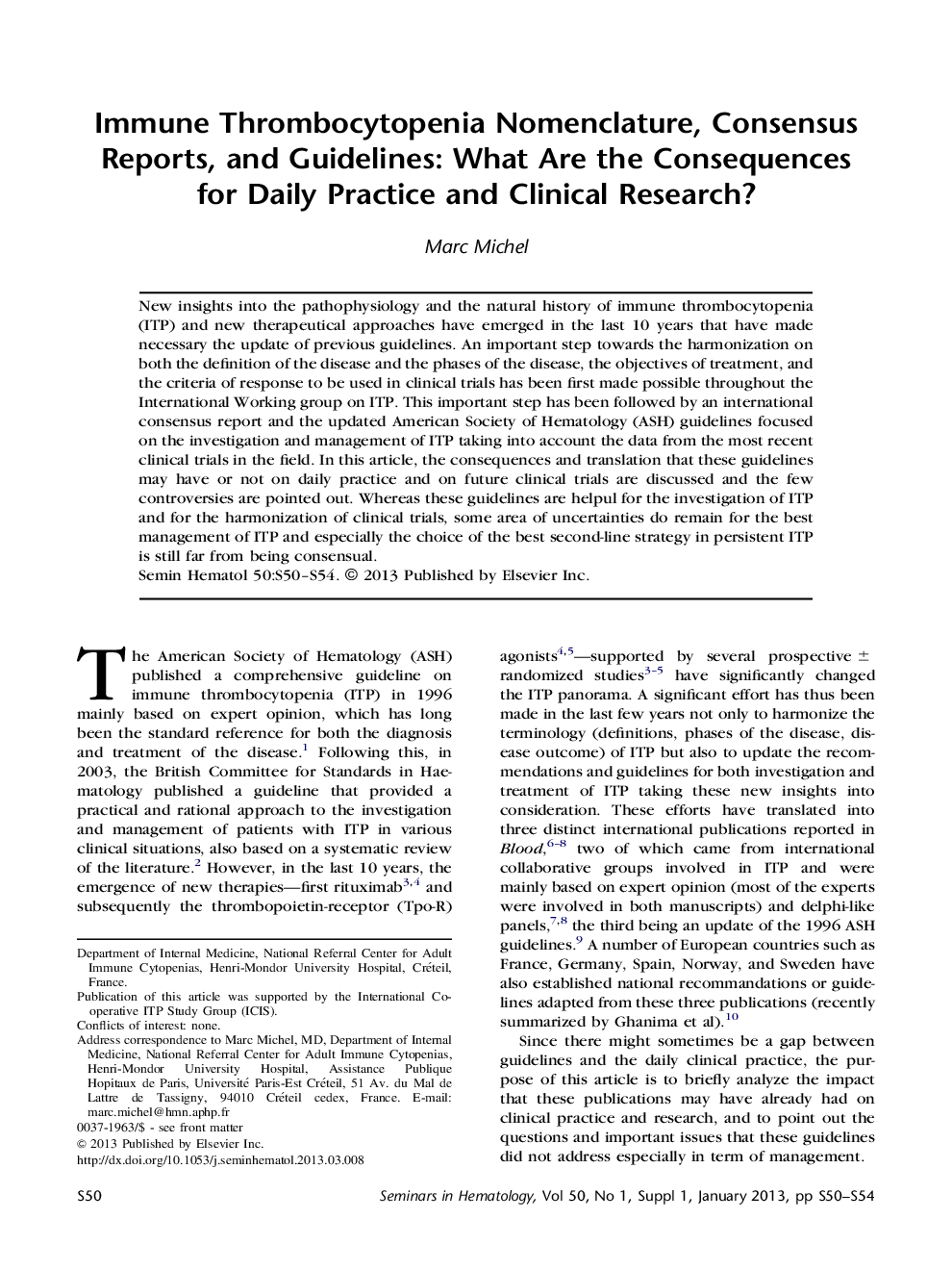 Immune Thrombocytopenia Nomenclature, Consensus Reports, and Guidelines: What Are the Consequences for Daily Practice and Clinical Research?