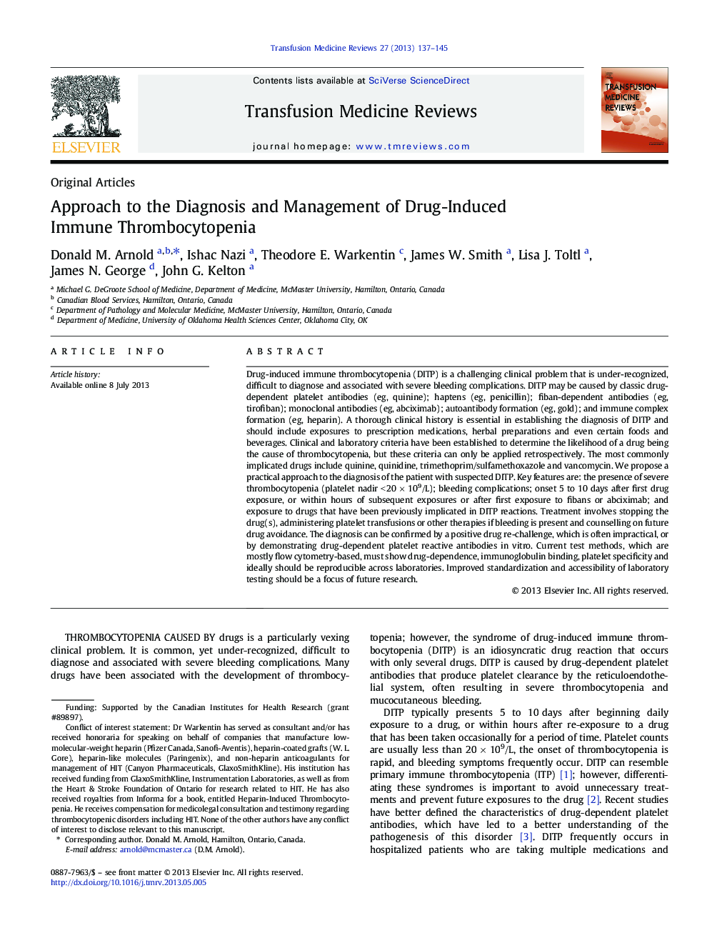 Approach to the Diagnosis and Management of Drug-Induced Immune Thrombocytopenia