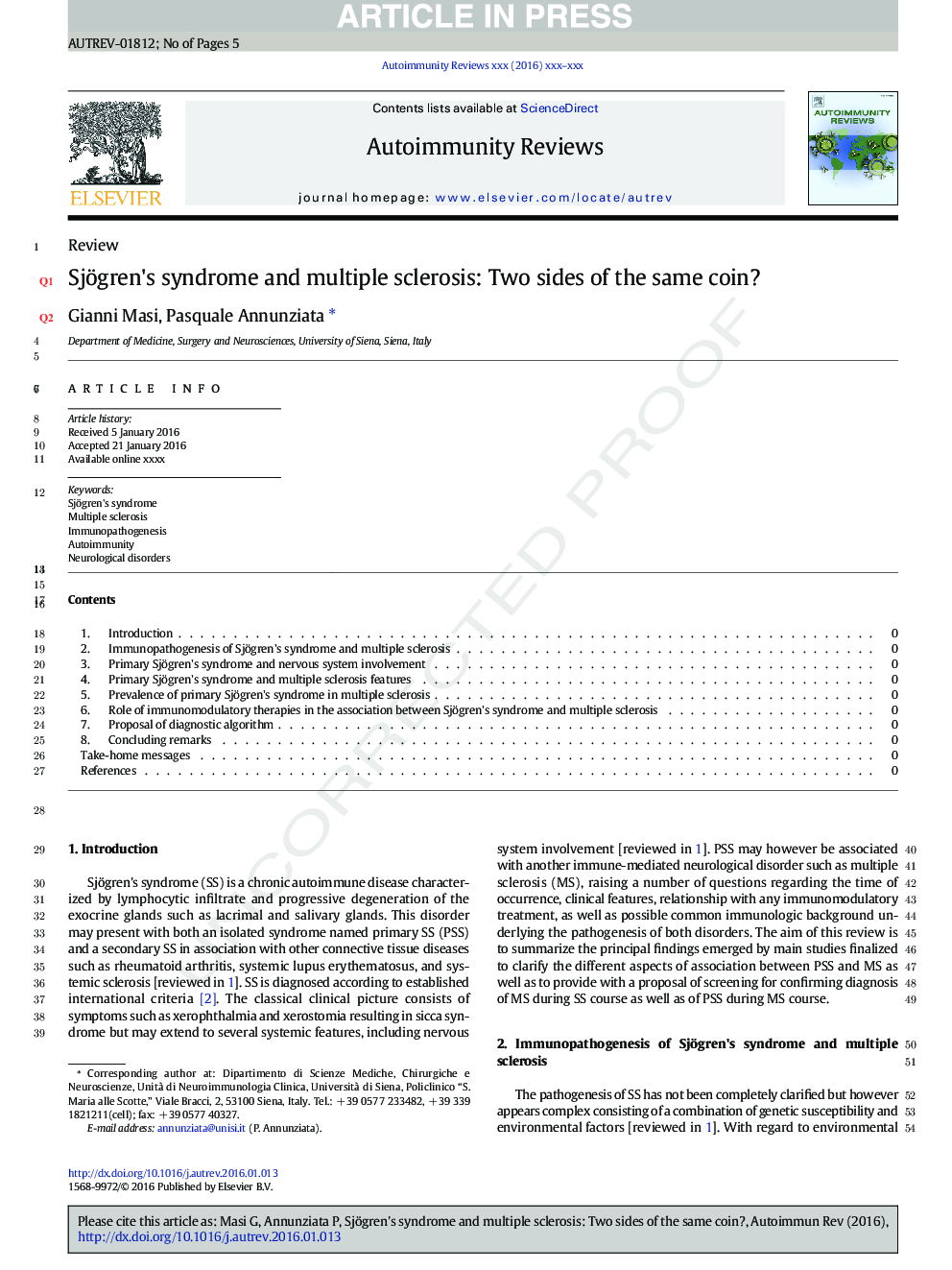 Sjögren's syndrome and multiple sclerosis: Two sides of the same coin?