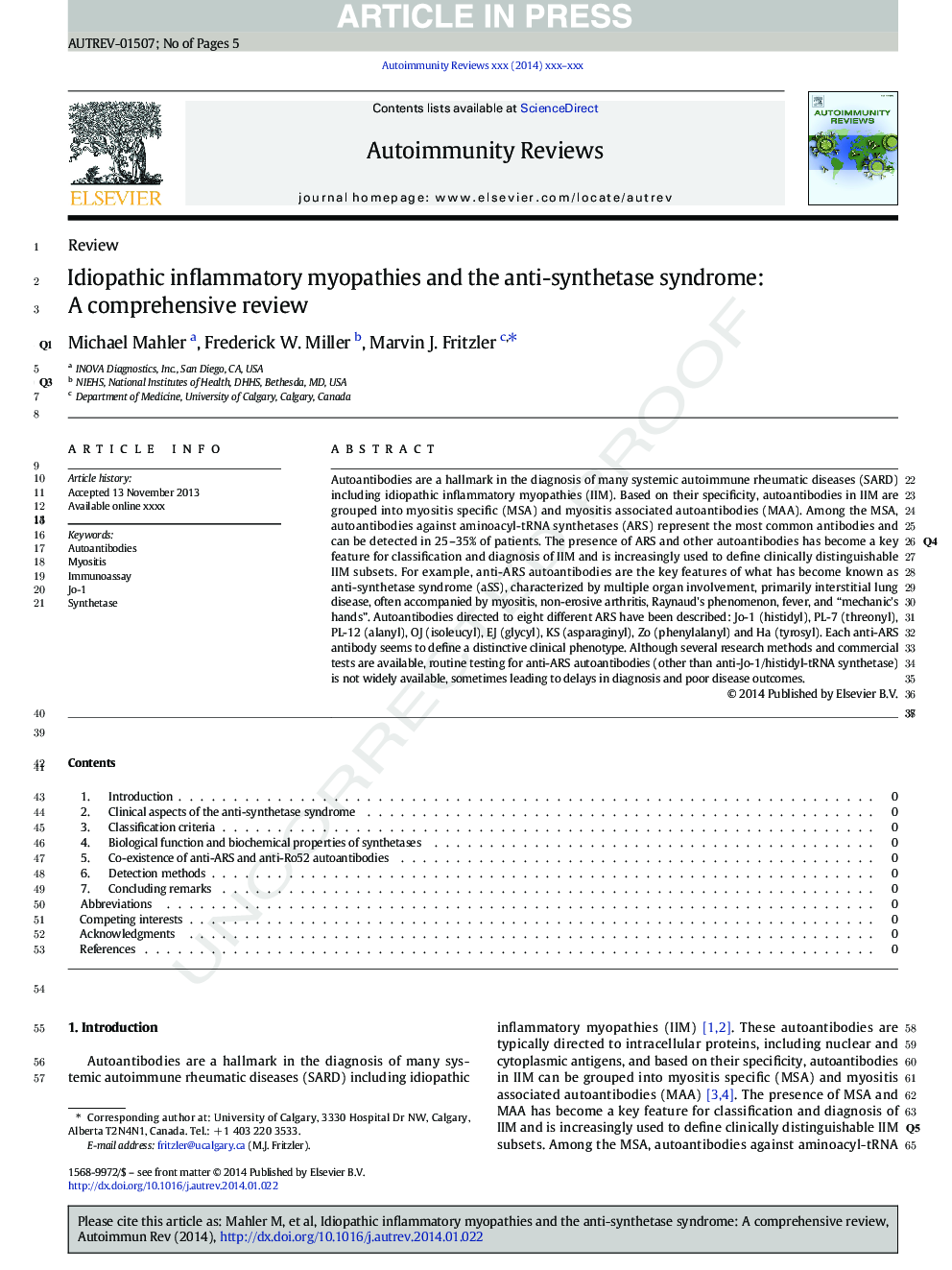 Idiopathic inflammatory myopathies and the anti-synthetase syndrome: A comprehensive review