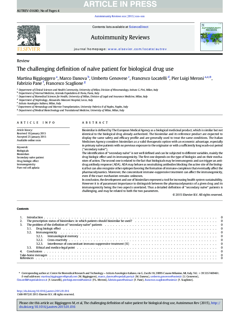 The challenging definition of naïve patient for biological drug use