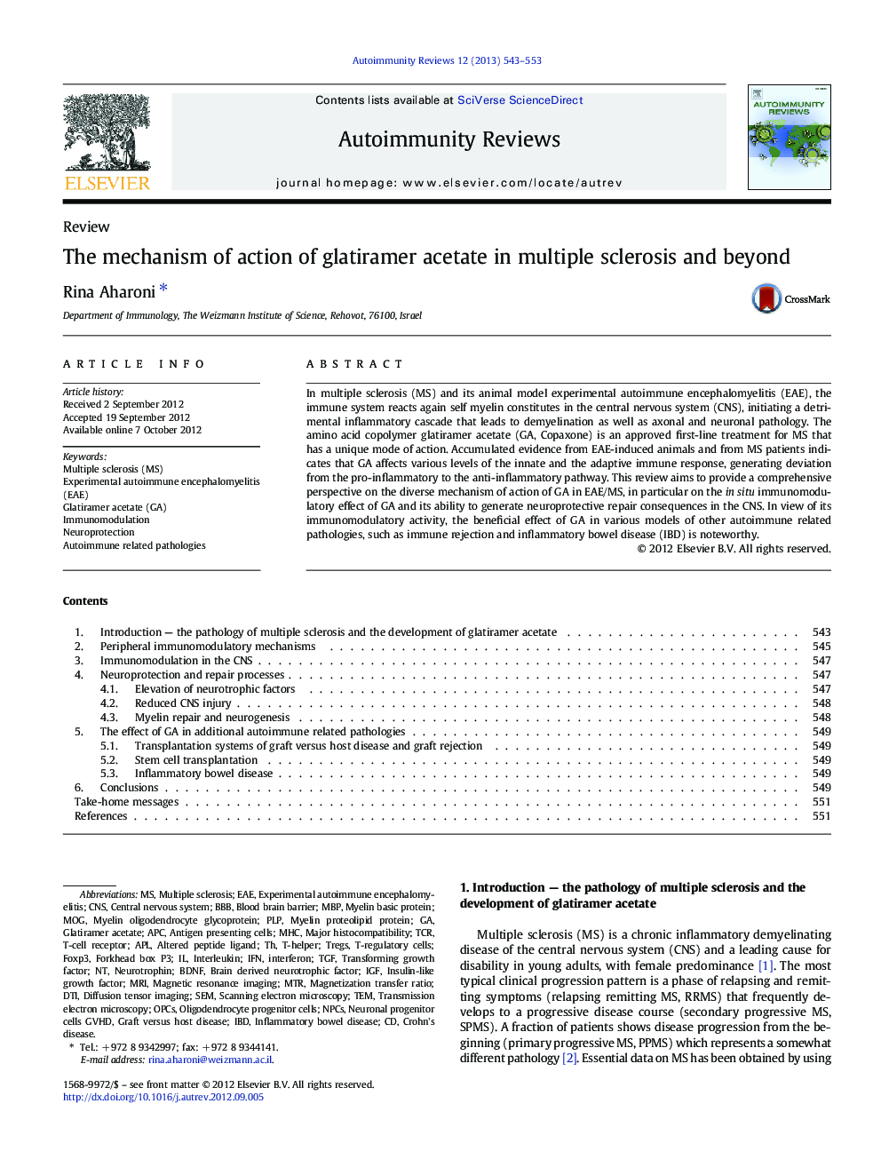 The mechanism of action of glatiramer acetate in multiple sclerosis and beyond