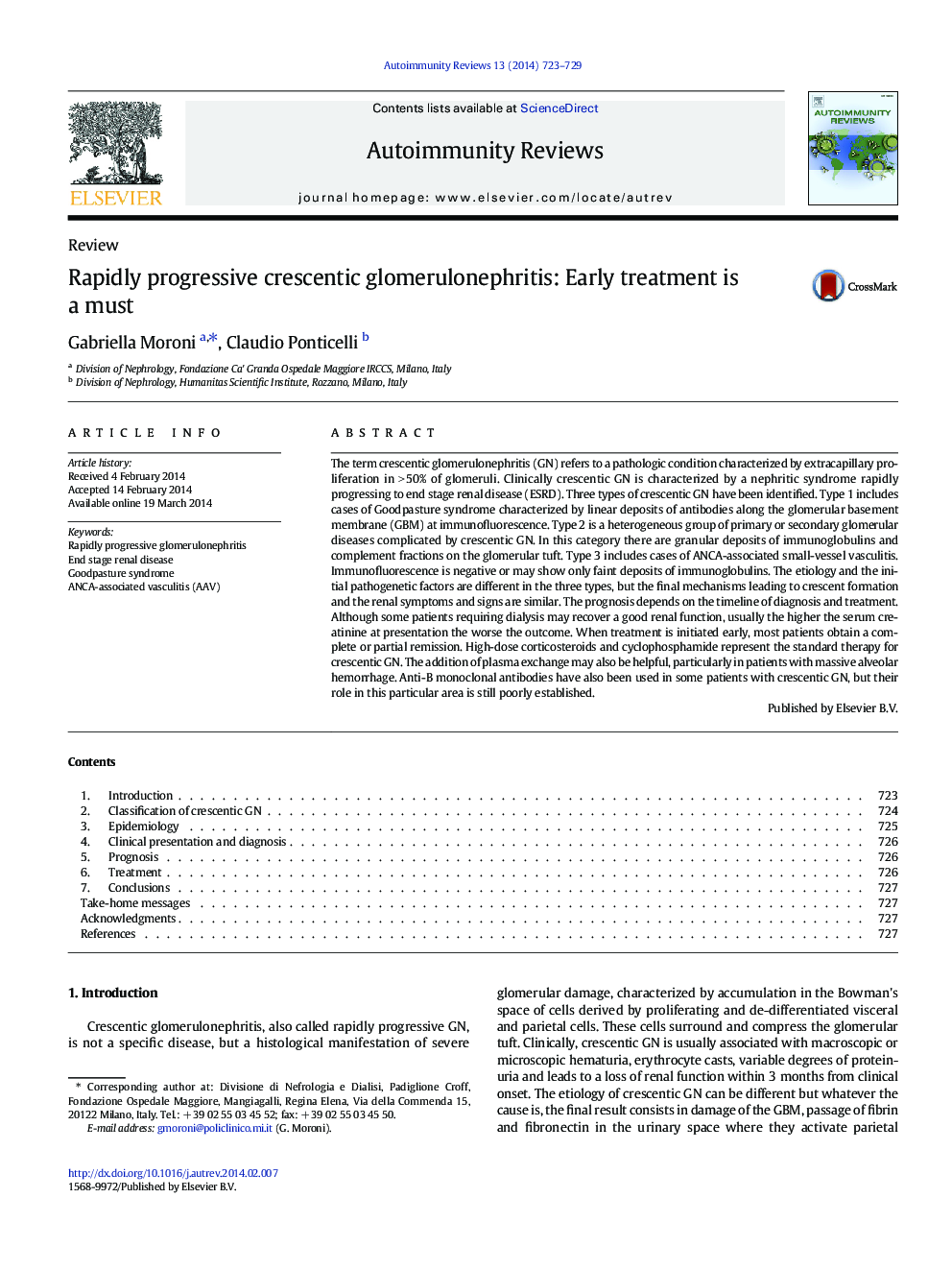 Rapidly progressive crescentic glomerulonephritis: Early treatment is a must