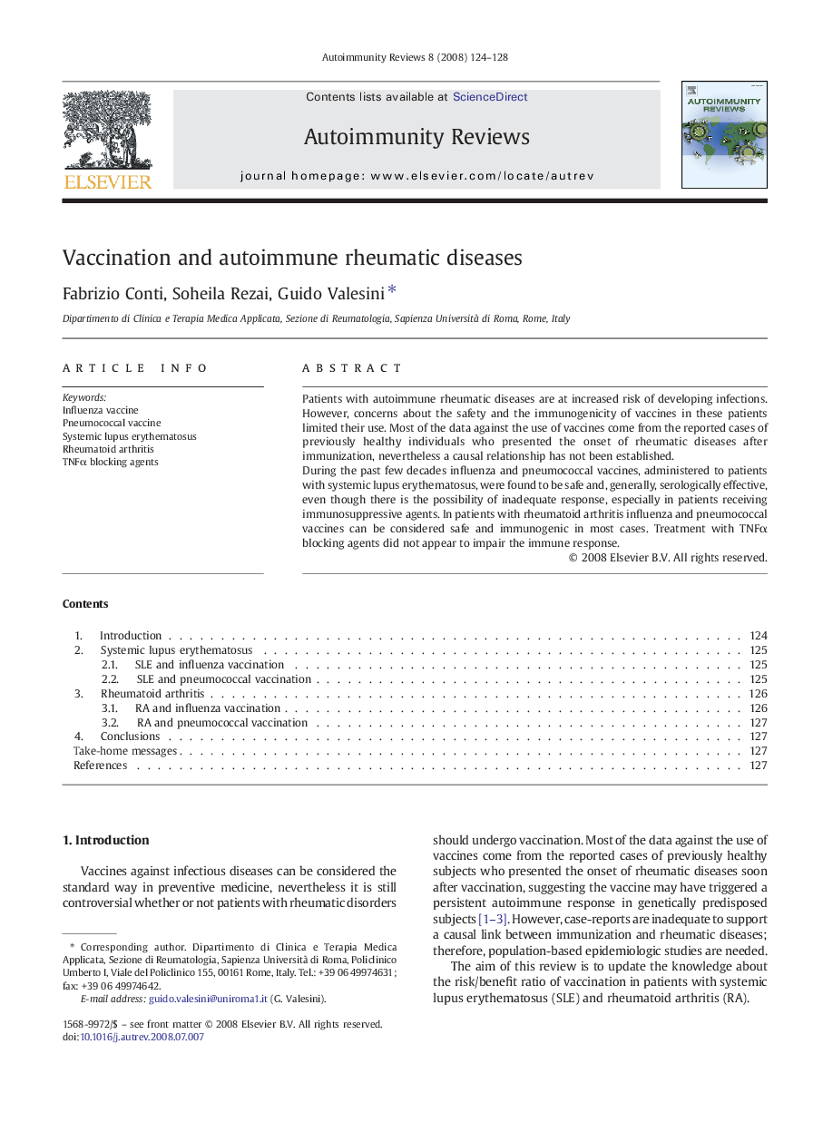 Vaccination and autoimmune rheumatic diseases