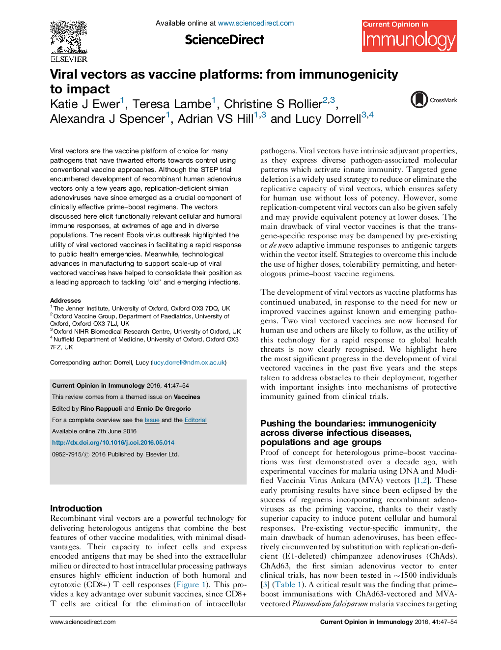 Viral vectors as vaccine platforms: from immunogenicity to impact