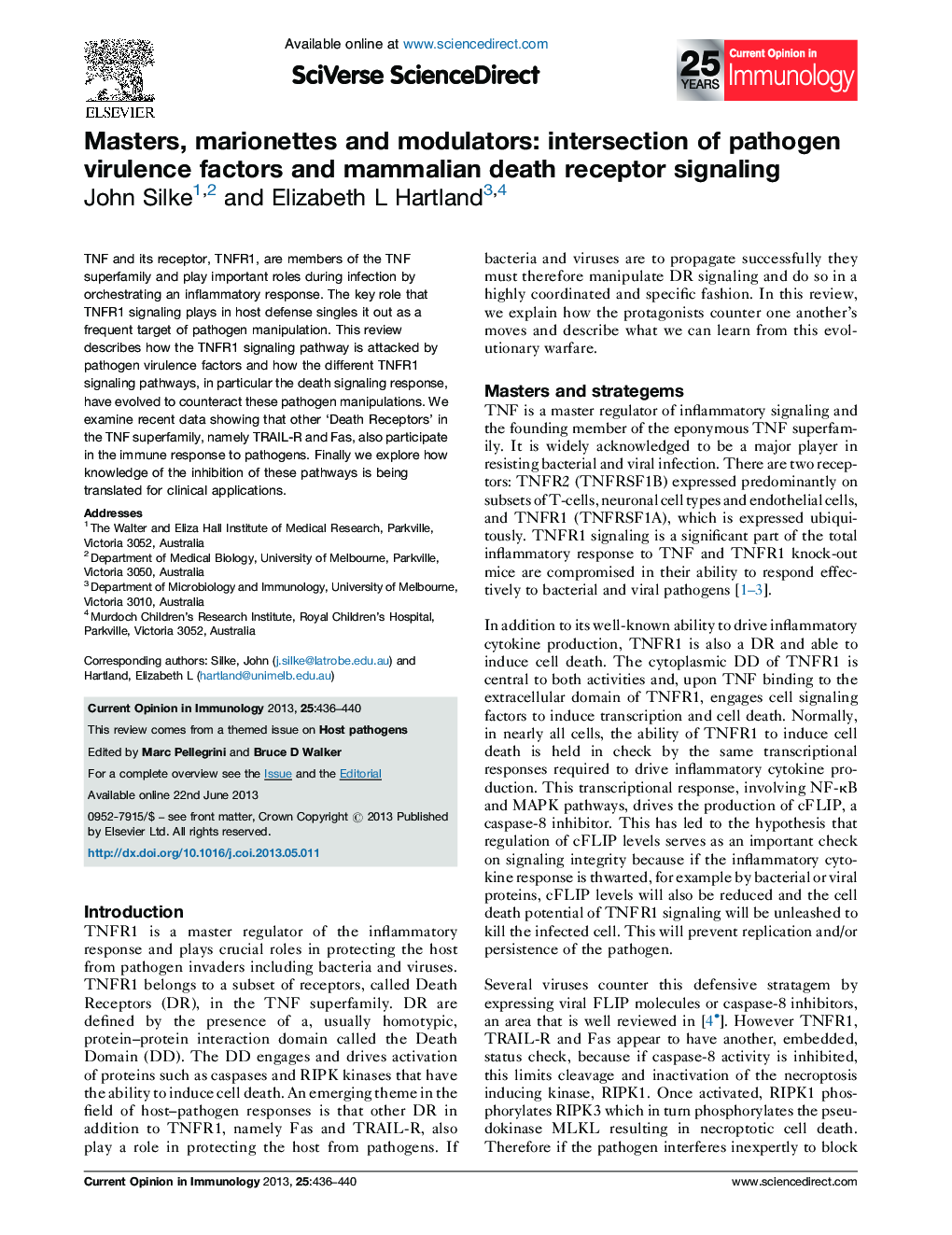 کارشناسی ارشد، ماریوتها و مدولاتورها: تقاطع عوامل بیماریزای پاتوژن و سیگنال گیرنده مرگ پستانداران 