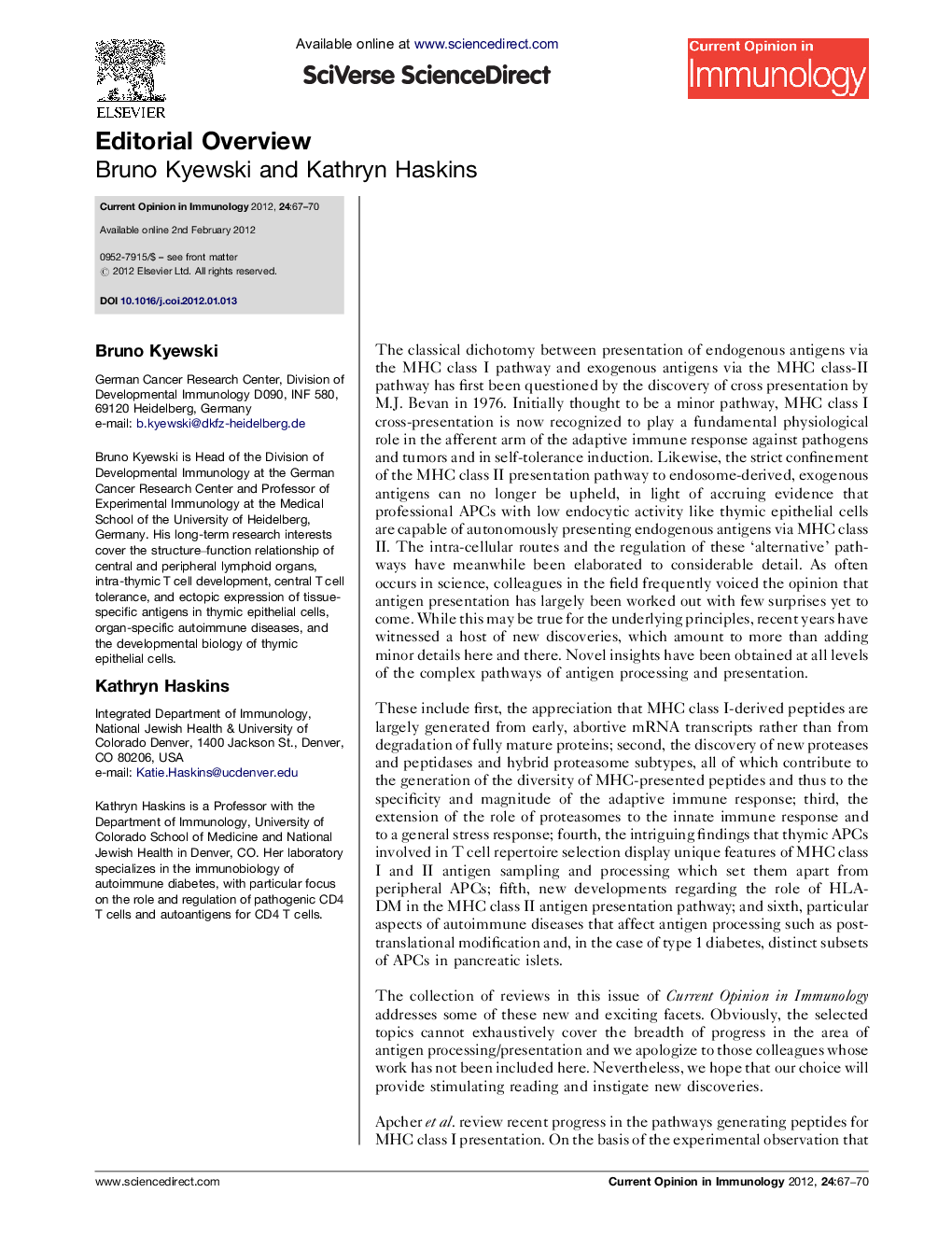 Editorial Overview