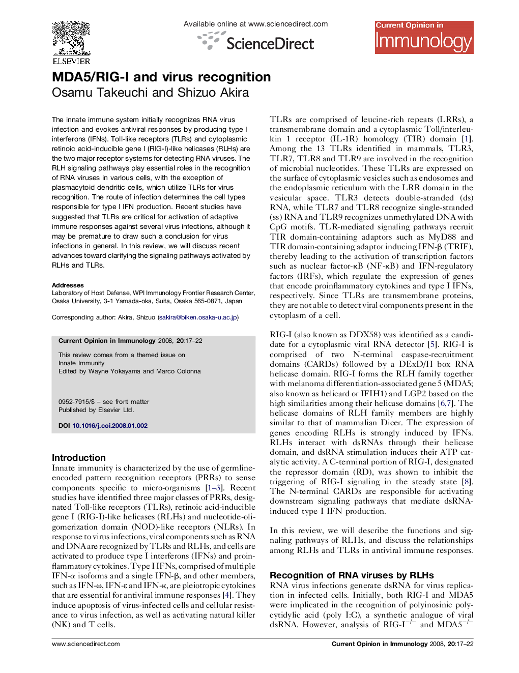 MDA5/RIG-I and virus recognition