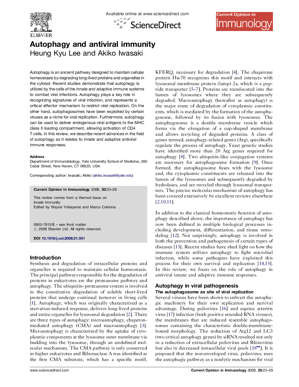Autophagy and antiviral immunity