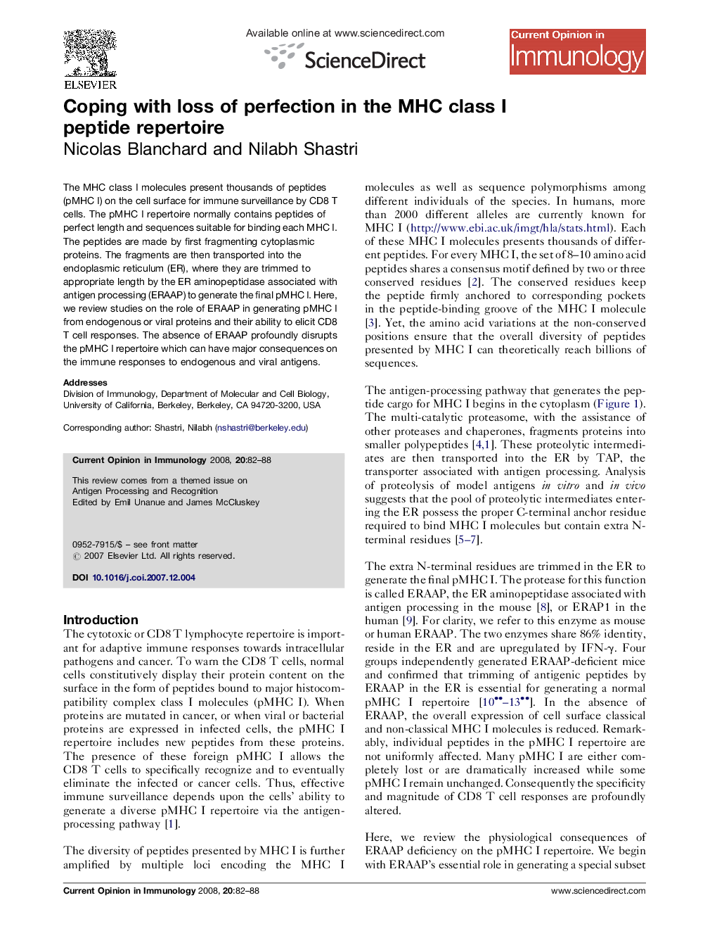 Coping with loss of perfection in the MHC class I peptide repertoire