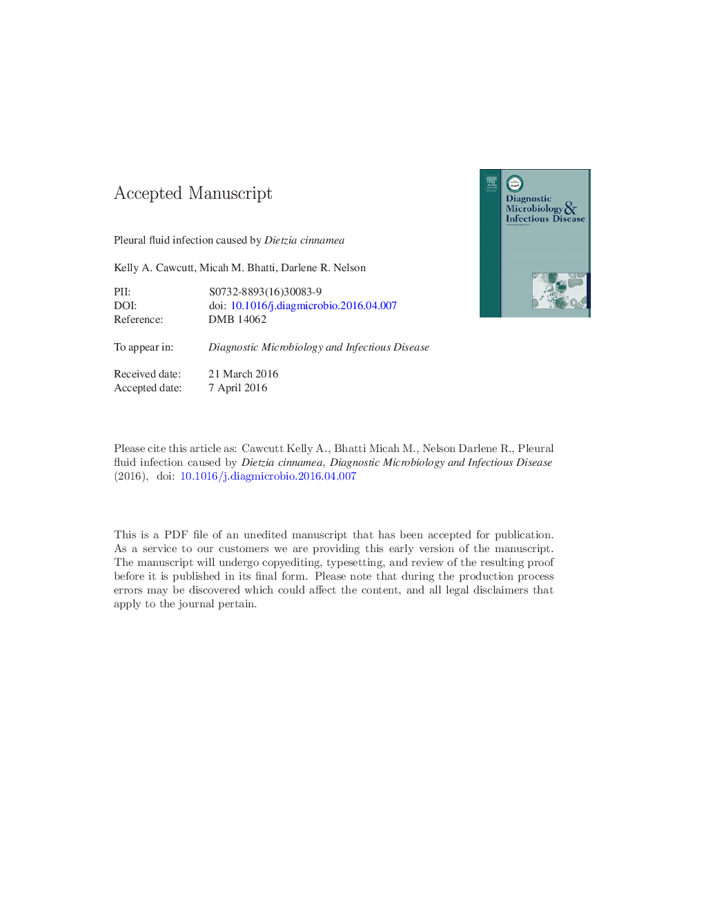 Pleural fluid infection caused by Dietzia cinnamea