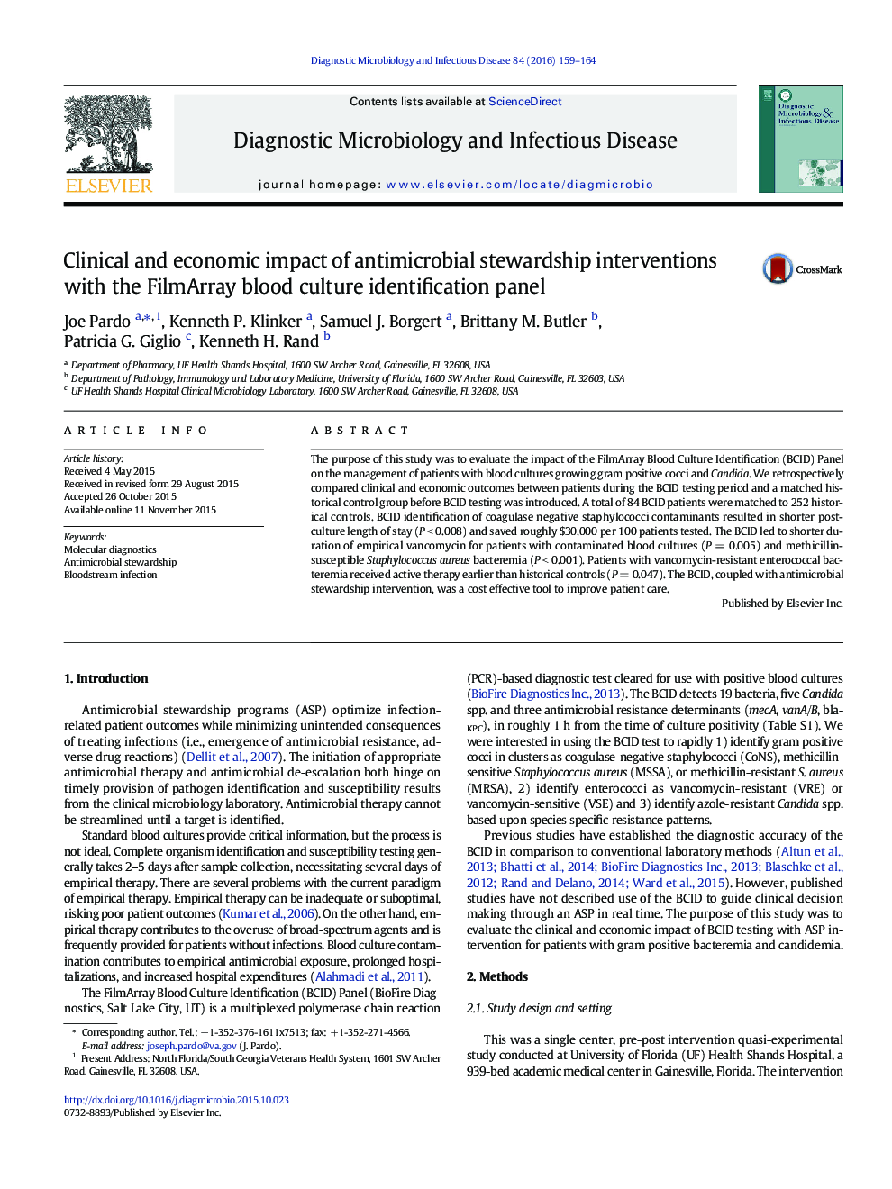 Clinical and economic impact of antimicrobial stewardship interventions with the FilmArray blood culture identification panel