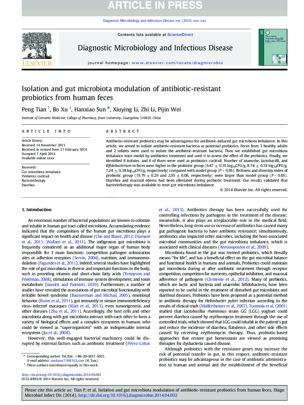 Isolation and gut microbiota modulation of antibiotic-resistant probiotics from human feces