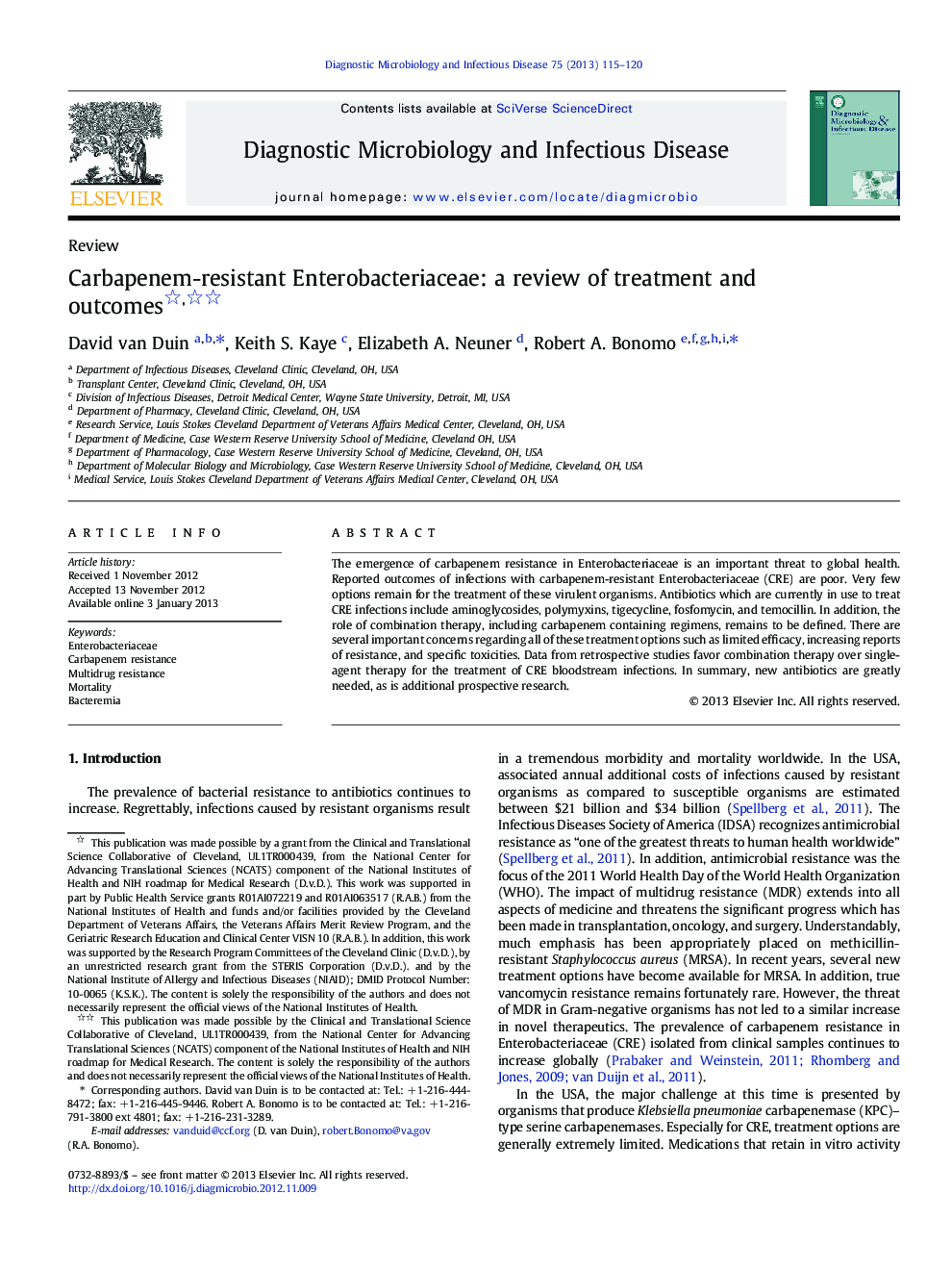 عکس صفحه اول مقاله: Carbapenem-resistant Enterobacteriaceae: a review of treatment and outcomes Carbapenem-resistant Enterobacteriaceae: a review of treatment and outcomes