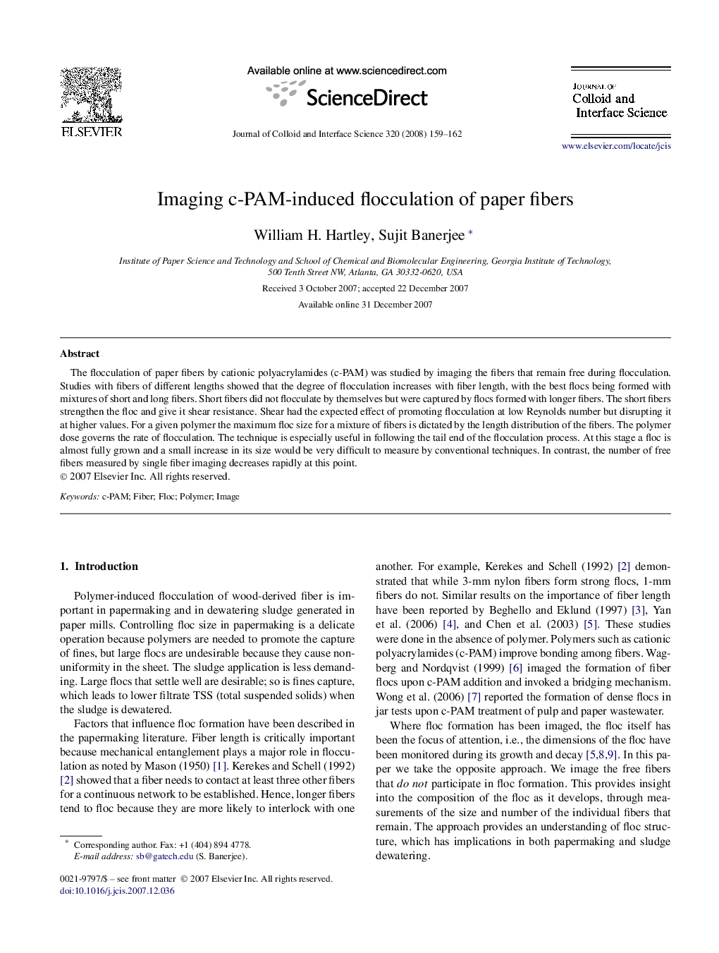 Imaging c-PAM-induced flocculation of paper fibers