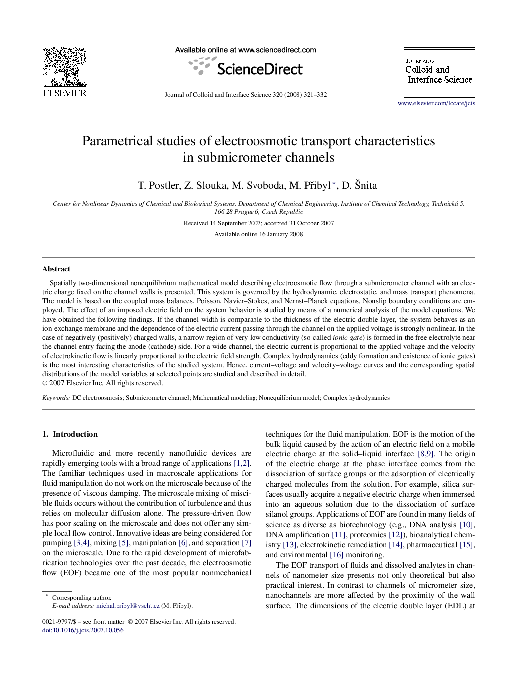 Parametrical studies of electroosmotic transport characteristics in submicrometer channels