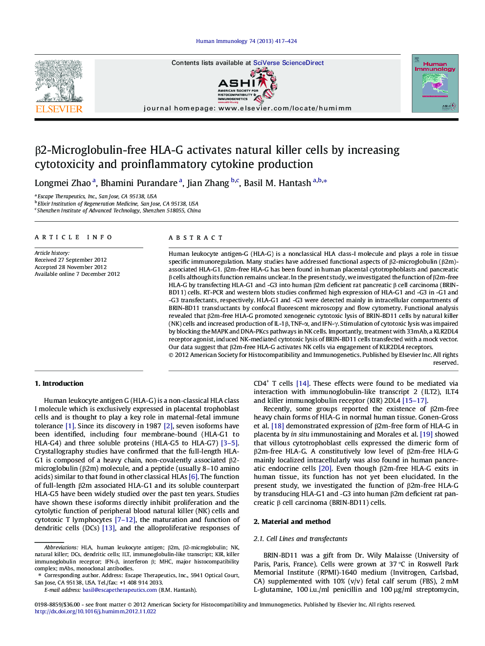 Î²2-Microglobulin-free HLA-G activates natural killer cells by increasing cytotoxicity and proinflammatory cytokine production