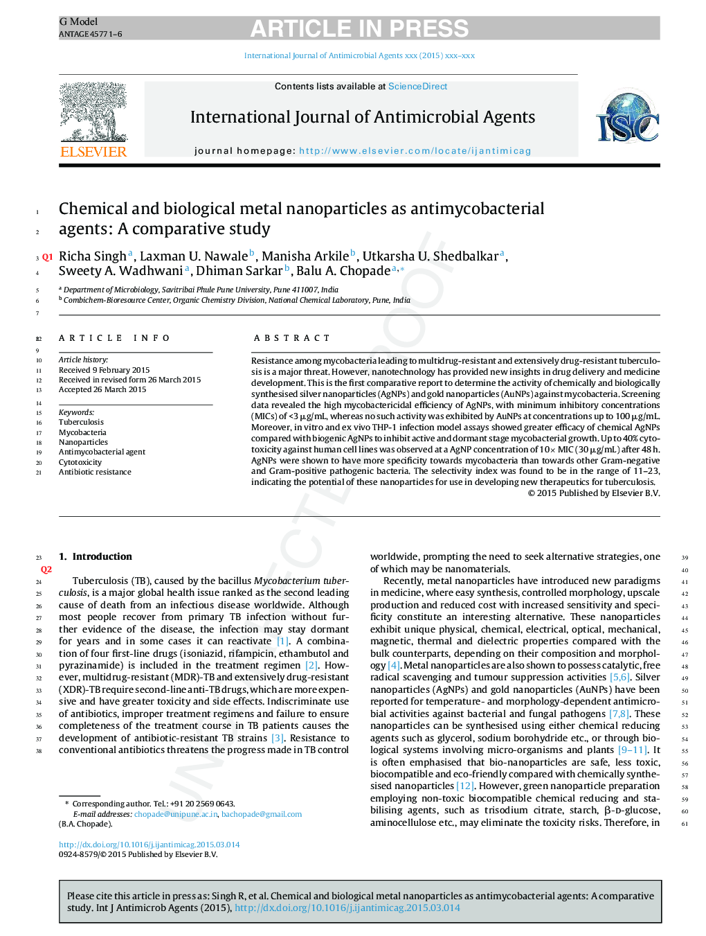 نانوذرات فلزی شیمیایی و بیولوژیکی به عنوان عوامل ضد باکتری: یک مطالعه مقایسه ای 