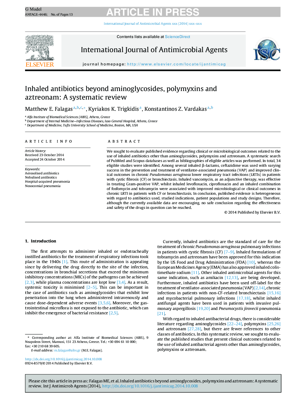 Inhaled antibiotics beyond aminoglycosides, polymyxins and aztreonam: A systematic review