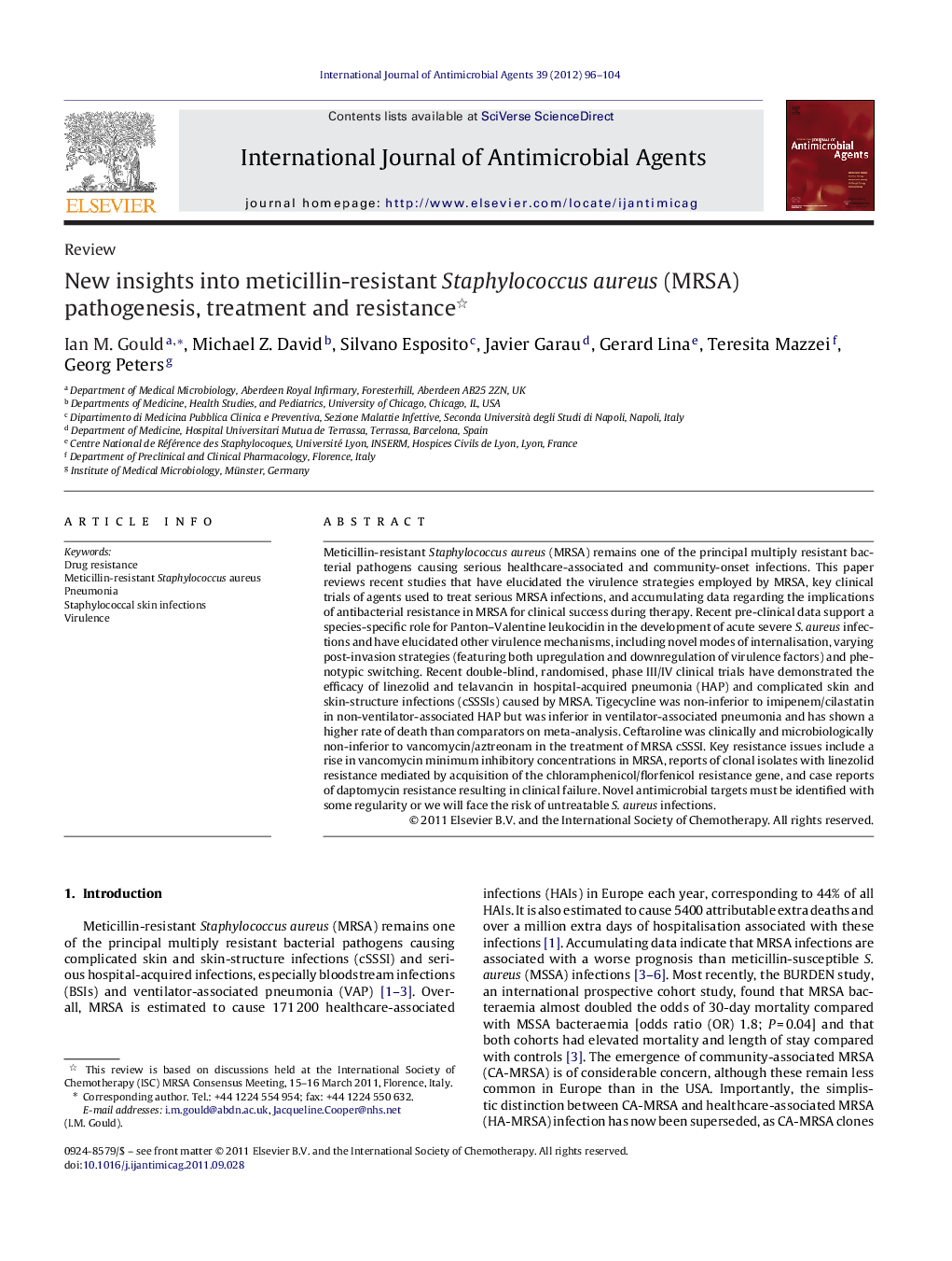 New insights into meticillin-resistant Staphylococcus aureus (MRSA) pathogenesis, treatment and resistance