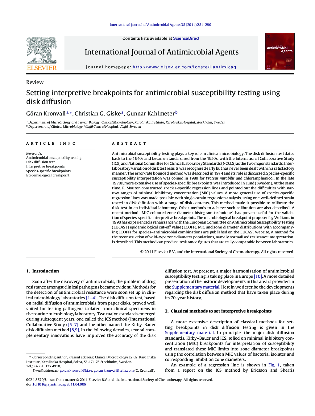 Setting interpretive breakpoints for antimicrobial susceptibility testing using disk diffusion